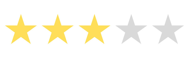 Fototapeta premium Three Star Rating Vector. Customer Review And Feedback Symbol. Quality Evaluation Score Element. Golden Star Illustration Set