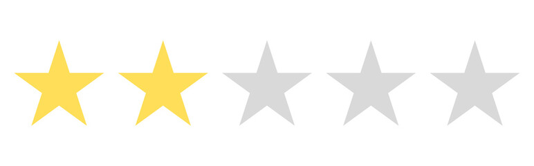 Obraz premium Two Star Rating Vector. Customer Review And Feedback Symbol. Quality Evaluation Score Element. Golden Star Illustration Set