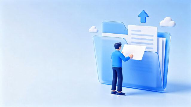 Man Uploading File to Folder
