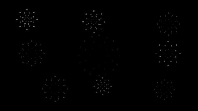 Fireworks circle blast in celebration projects and promotional visuals,Circle firework display animation over a solid black background.circle burst motion graphics in after effects pop up, 4k video