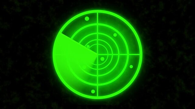 Digital rader searching system animation, rader Hud technology signal waves animated, on black background, rader searching security concept animation icon, signal waves, 4k loop animation