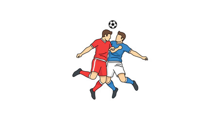 Fototapeta premium Two soccer players jumping to head the ball.