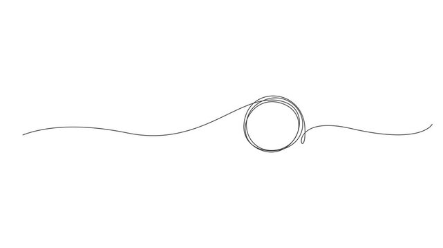 Animated self-drawing continuous line illustration of a perfect circle, created with a single flowing stroke. Minimalist monoline animation ideal for geometry, education, mathematics, design concepts,