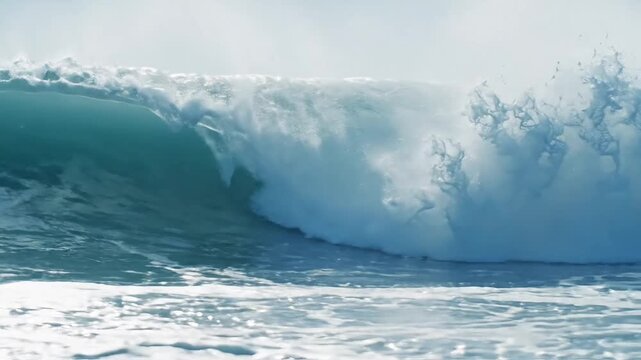 Large ocean wave, crashing wave, blue water, sea swell