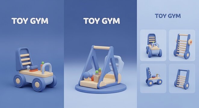 Toy gym set with dumbbells and exercise ball for kids.