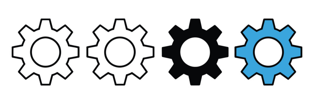 Settings gear icon representing configuration, system control, and preferences for setup, tools, and adjustments in UI, software, web, and mobile design.