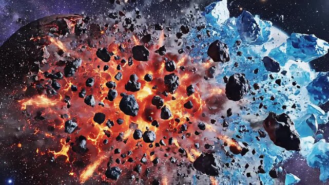 Two planets collide with devastating destruction in far, deep dark space