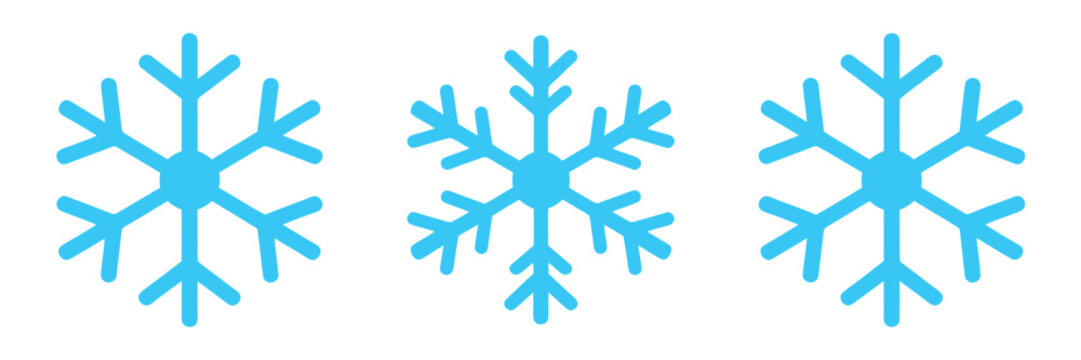 Snowflake icon set featuring Christmas and winter season symbols in decorative vector illustration style collection.