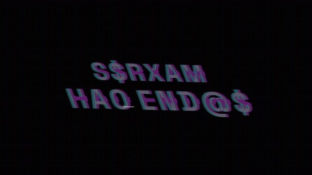 Animated glitchy stream has ended text message display. 4K Video