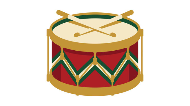 Colorful drum with crossed drumsticks musical instrument for rhythmic beats and festive events decorative percussion symbol vector