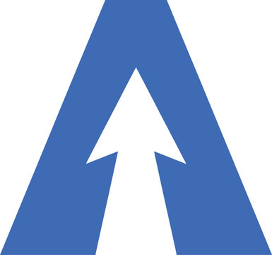 Ascending arrow logo design blue and white corporate identity