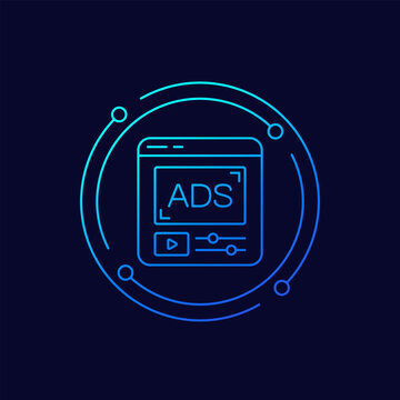 programmatic advertising icon, digital marketing concept, linear design