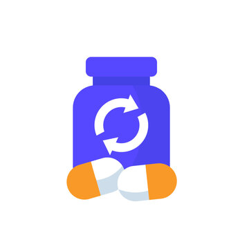 refill pill bottle icon, flat design