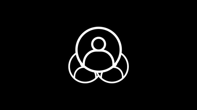 Networking white line animation. Animated interconnected people icon. Professional network. Team synergy. Isolated illustration on Transition alpha video. Motion graphic