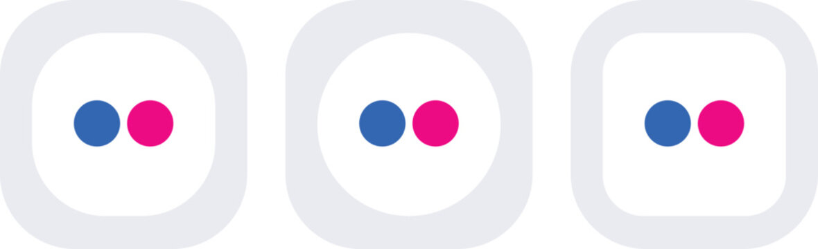Flickr social media flat icon set