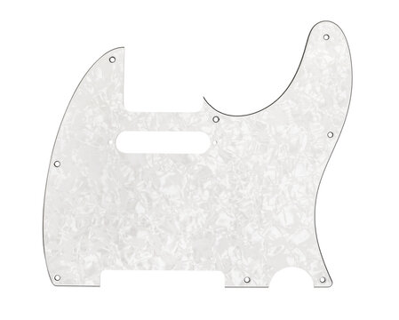 white pearloid guitar pickguard path isolated on white