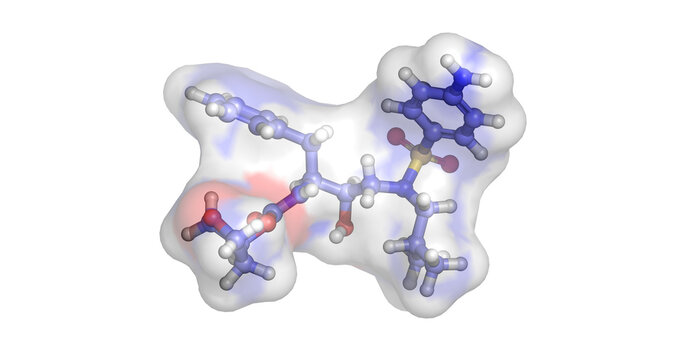 Amprenavir, sulfonamide protease inhibitor for HIV type 1, 3D molecule 4K