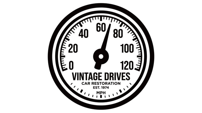 Vintage Drives Car Restoration Speedometer Logo