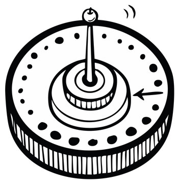 Retro analog control dial with central lever and directional arrow indicating function