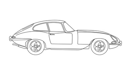Naklejka premium Vintage sports car line drawing illustration
