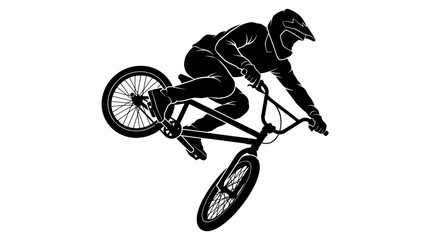 Naklejka premium Dynamic Silhouette of a BMX Rider Performing a Wheelie Trick Extreme Sports Action Illustration