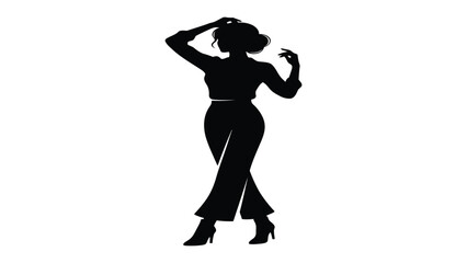 Woman silhouette stands confidently in stylish attire to represent a modern and empowered professional fashion concept. © Sadee Girl