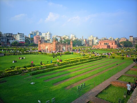 Lalbagh Fort and Gardens Crowded with Visitors in Dhaka, Bangladesh