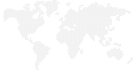Fototapeta premium A minimalist, dark-themed world map composed of a subtle dot-matrix pattern