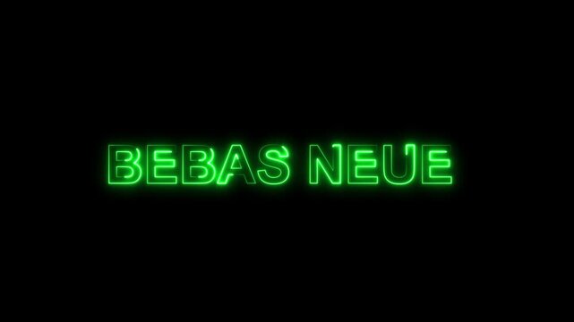 Glowing green neon sign text animation: bebas neue typography style