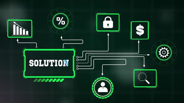 Enterprise business solution architecture visualized with interactive digital networks, ideal for corporate management explainer films and software ads