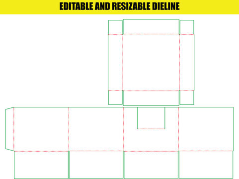 Folding cardboard box dieline for product packaging design including cut lines and fold registration marks