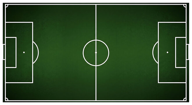 Top view of empty soccer field grass pitch layout with football markings template athletic training professional