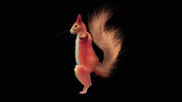 Realistic dancing squirrel performing rumba dance animation with alpha channel transparent background