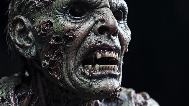 Zombie, undead creature, horror, close-up, dark