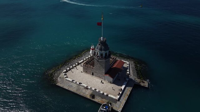 Majestic Flight Around Maiden's Tower Over Crystal Waters