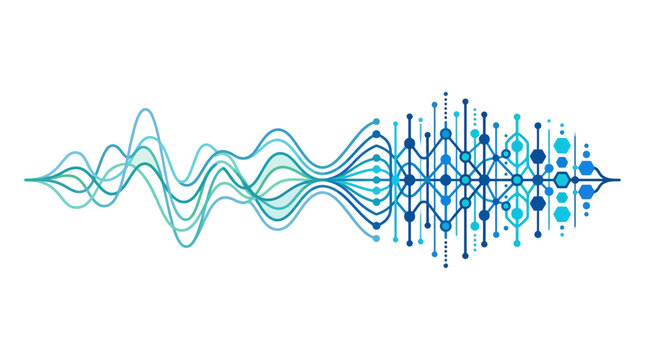Abstract blue waveform, sound wave, audio signal, equalizer vector isolated on White Background ai