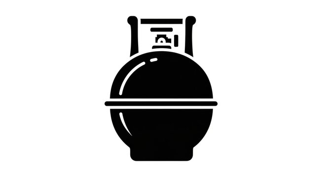 Black LPG Gas Cylinder Icon Illustration.