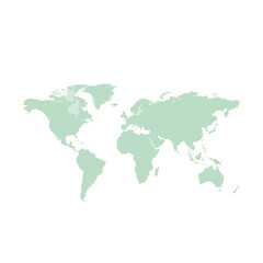 Fototapeta premium Minimalist world map illustration in soft mint green color isolated on white background for global concepts.