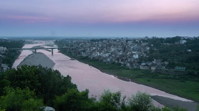 Time-lapse of sun set view of the river.