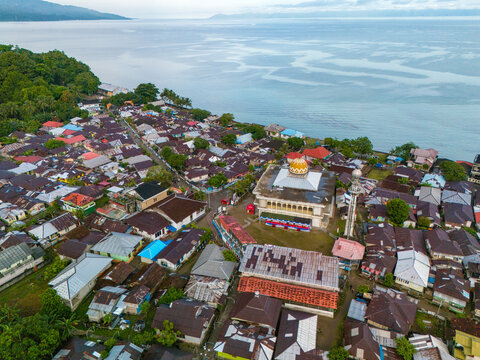  Aerial View of Mamala Village in Ambon Island, Maluku