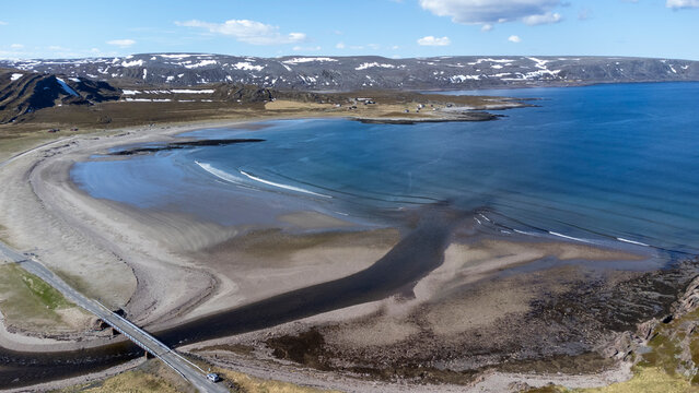 coastline of the Barents Sea on the Varanger Peninsula near Hamningberg, Finnmark county, Norway