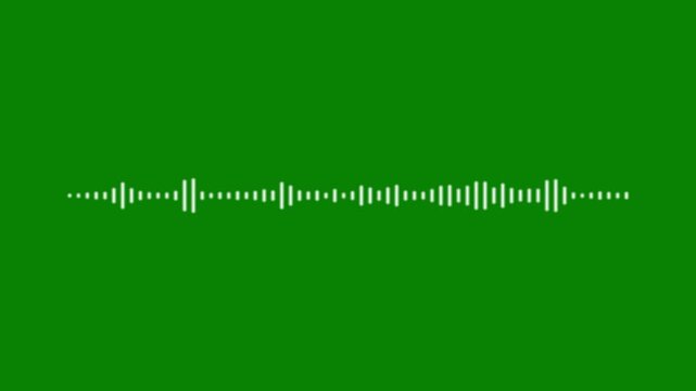 Sound frequency visualizer, white audio waveform spectrum animation on green screen background, music equalizer display, podcast signal meter overlay asset 4k