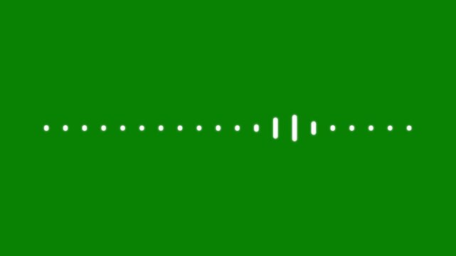 Sound wave spectrum animation, white audio frequency visualizer on green screen background, music equalizer rhythm bars overlay, podcast sound meter motion graphic 4k