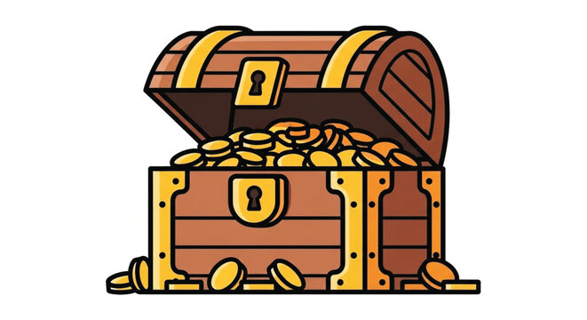 Treasure chest full of gold coins.