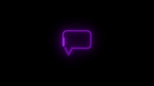 Abstract empty chat box sign with violet light stroke animation. 4k motion video 25fps