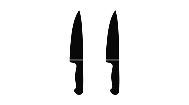 Two Kitchen Knives In Black Silhouette knife