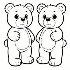 Obraz premium Very simple children’s coloring page with cute friendly animals on a white background, clean outline illustration for kids, preschool activities, and printable art