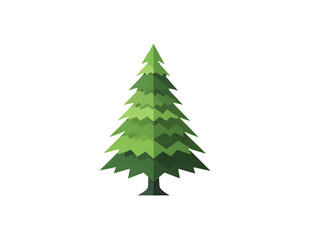 Obraz premium Simple Evergreen Pine Tree Icon Isolated on a White Background with Minimalist Nature and Forestry Design