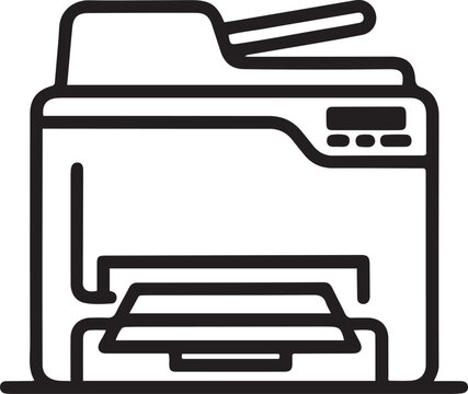Printer, multifunction copier. Office equipment. one line Art icon drawing vector