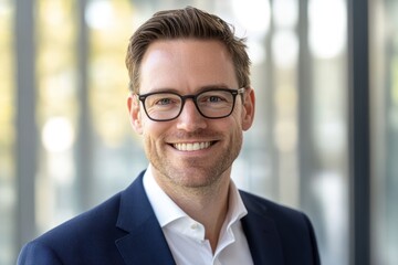 Fototapeta premium Portrait of a Smiling Man in a Business Suit
